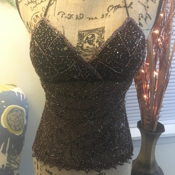 Body Central Tops - NWOT Body Central beaded halter top shirt S small